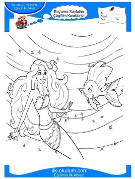 Çocuklar İçin Barbie Deniz Kızı Boyama Sayfaları 